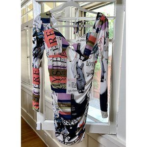 NWT Fashion Nova Editorial Print Ruched Mini Dress Size Medium